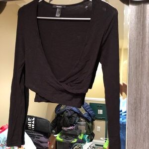 Black V-neck Crop top